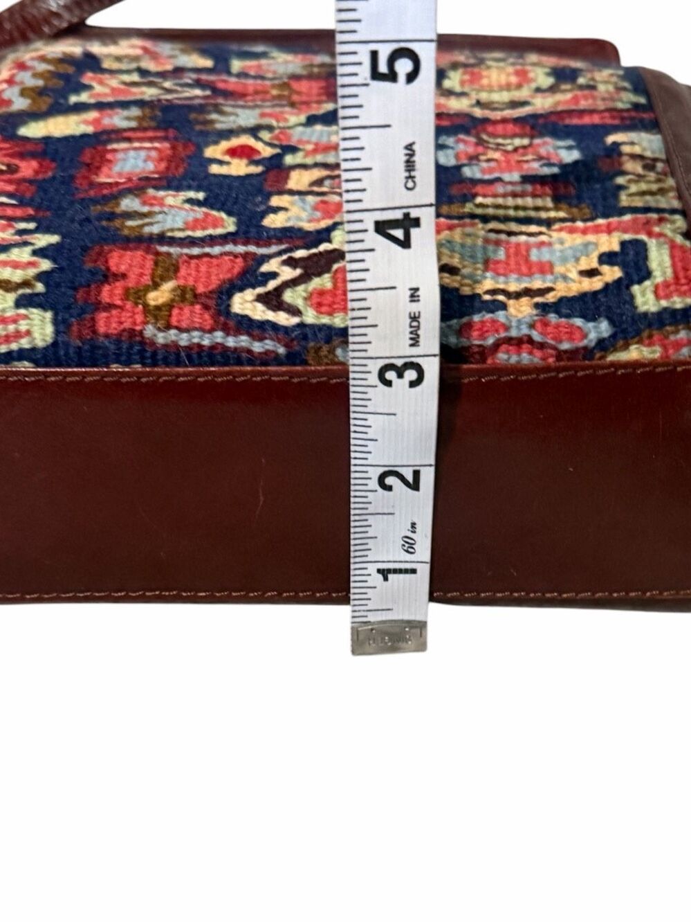 VINTAGE KILIM ART MODE TEHRAN Leather Crossbody Shoulder Bag Persian Rug Tapestr - Picture 5 of 6